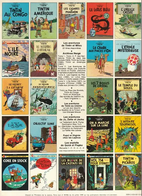 Verso de l'album Tintin Tome 11 Le Secret de la Licorne
