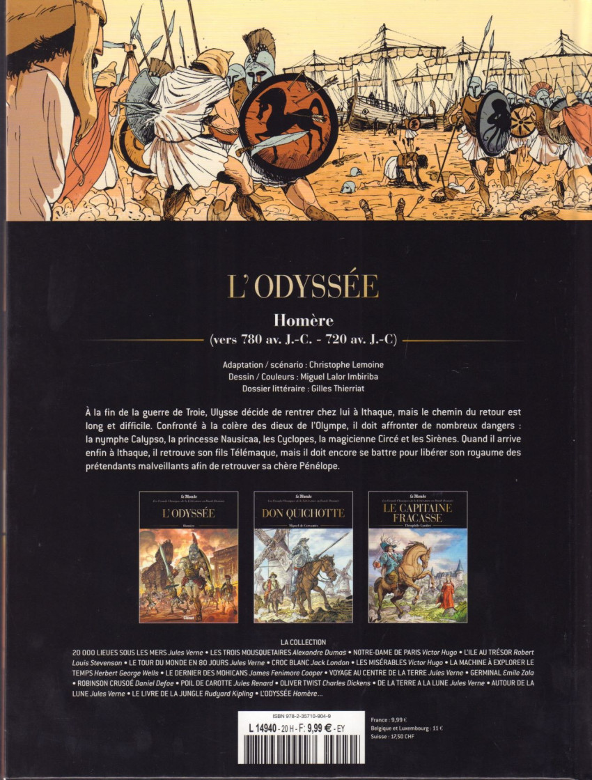 Verso de l'album Les Grands Classiques de la littérature en bande dessinée Tome 10 L'Odyssée