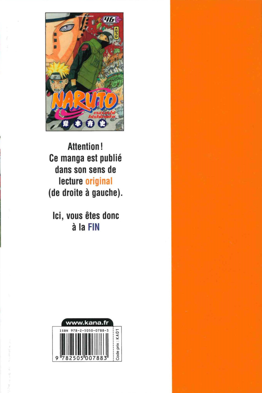 Verso de l'album Naruto 46 Le retour de Naruto !!