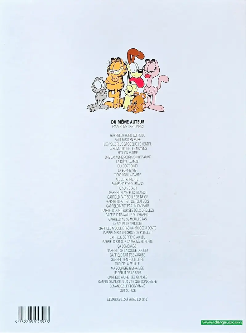 Verso de l'album Garfield Tome 20 Garfield ne se mouille pas