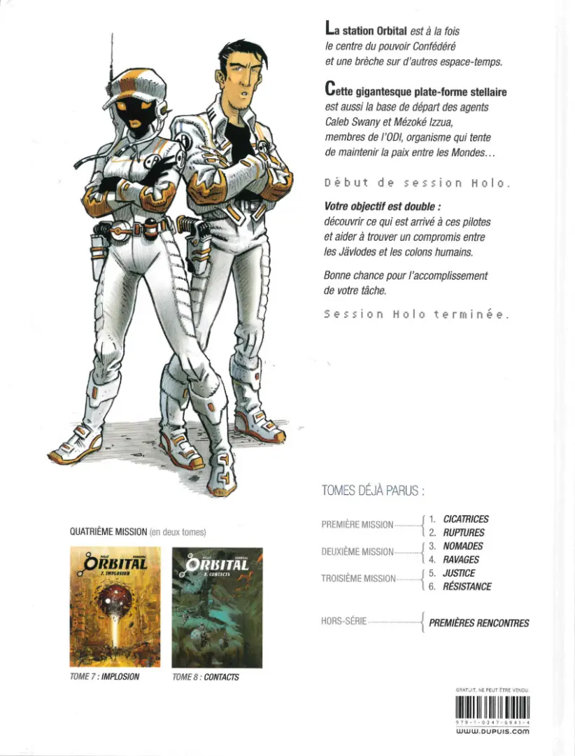 Verso de l'album Orbital Tome 1 Cicatrices