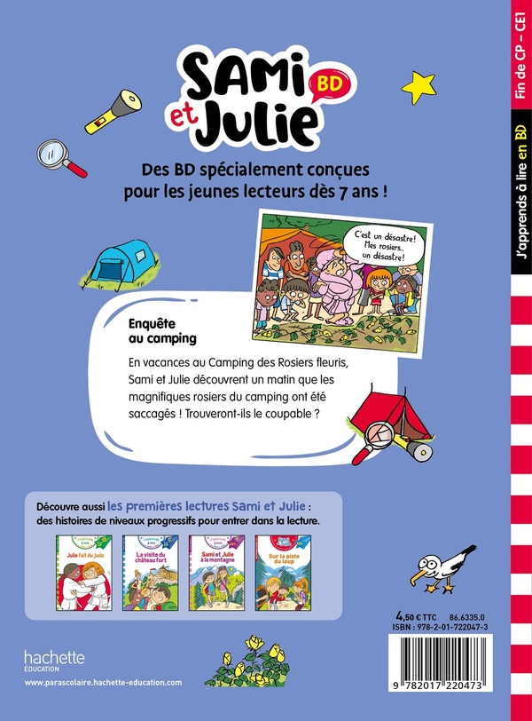 Verso de l'album Sami et Julie Enquête au camping