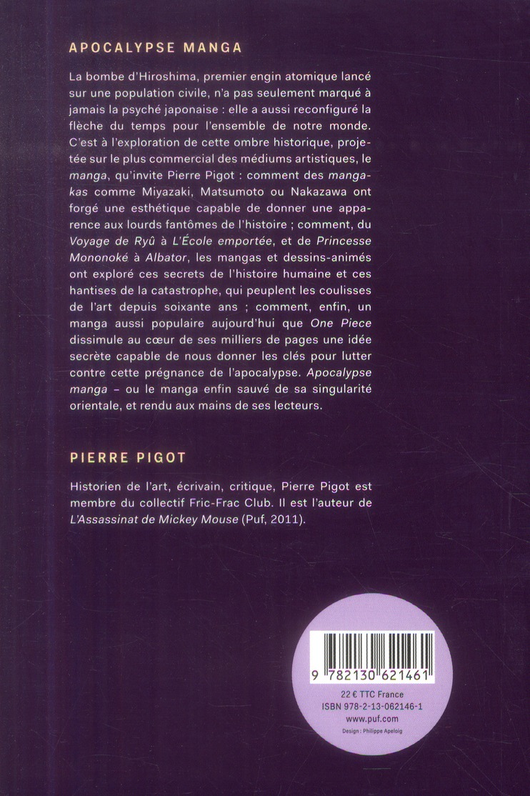 Verso de l'album Apocalypse manga