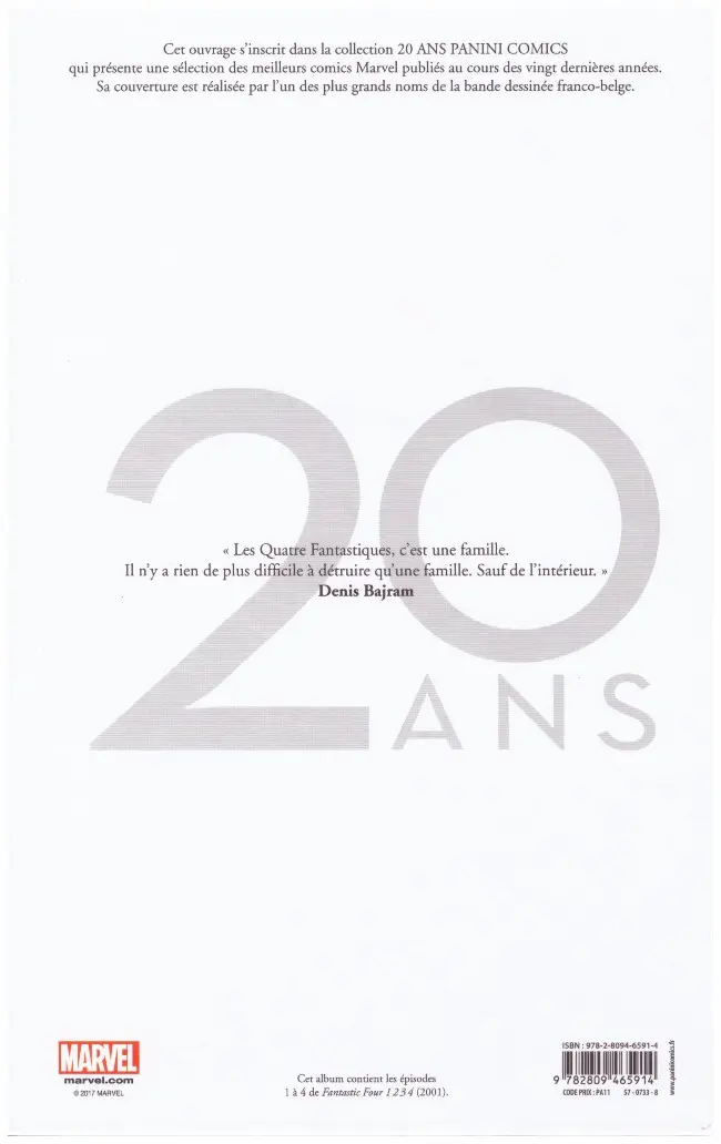 Verso de l'album Fantastic Four 1 2 3 4