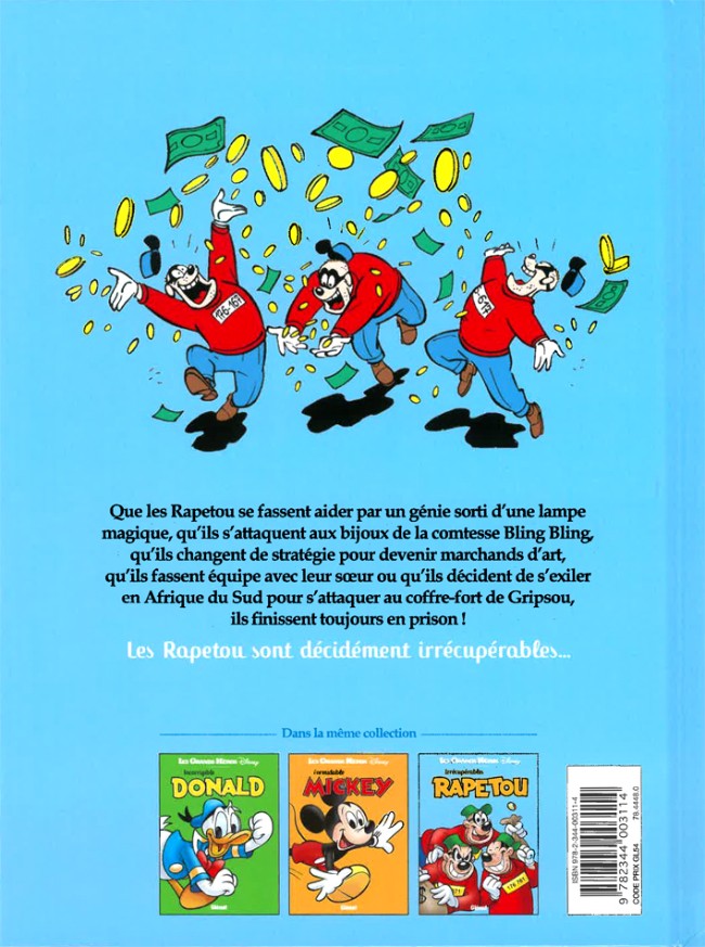 Verso de l'album Les Grands Héros Disney Tome 3 Irrécupérables Rapetou