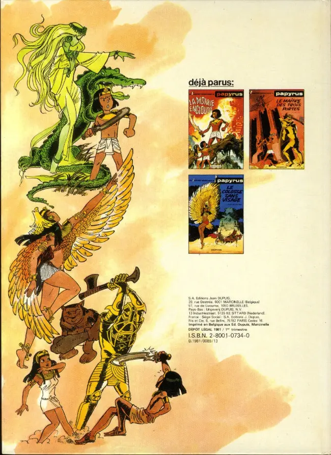 Verso de l'album Papyrus Tome 4 Le Tombeau de Pharaon