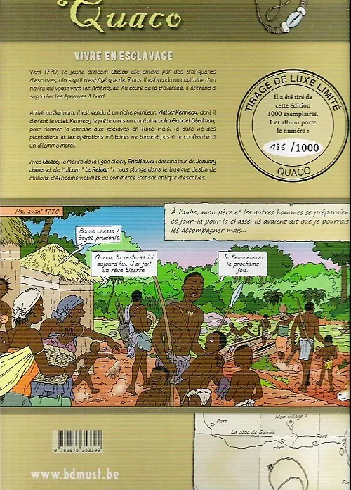 Verso de l'album Quaco Vivre en esclavage