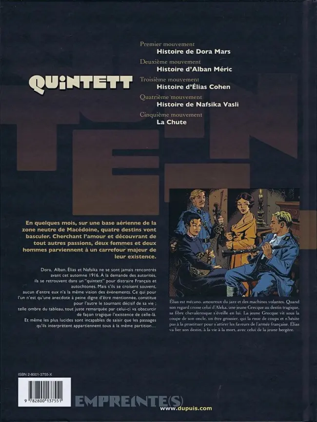 Verso de l'album Quintett Tome 3 Troisième mouvement : Histoire d'Élias Cohen