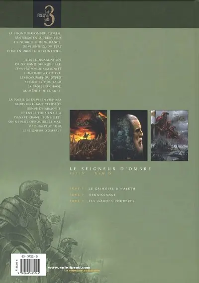 Verso de l'album Le Seigneur d'ombre Tomes 1 à 3