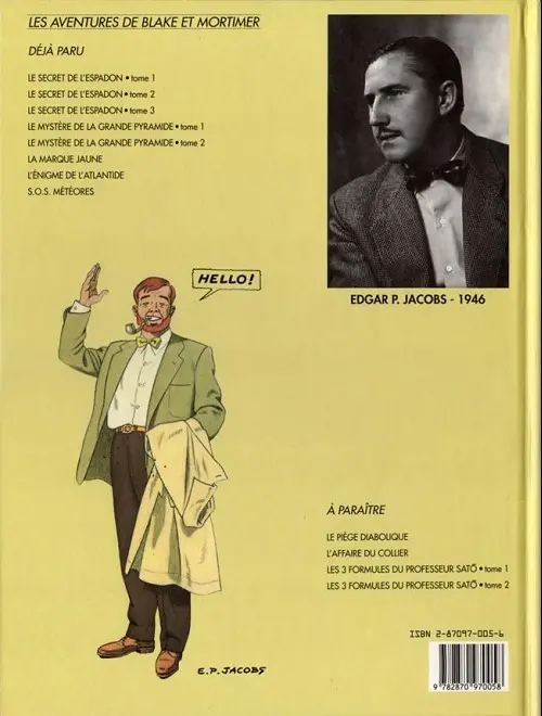 Verso de l'album Blake et Mortimer Tome 3 Le Secret de l'Espadon