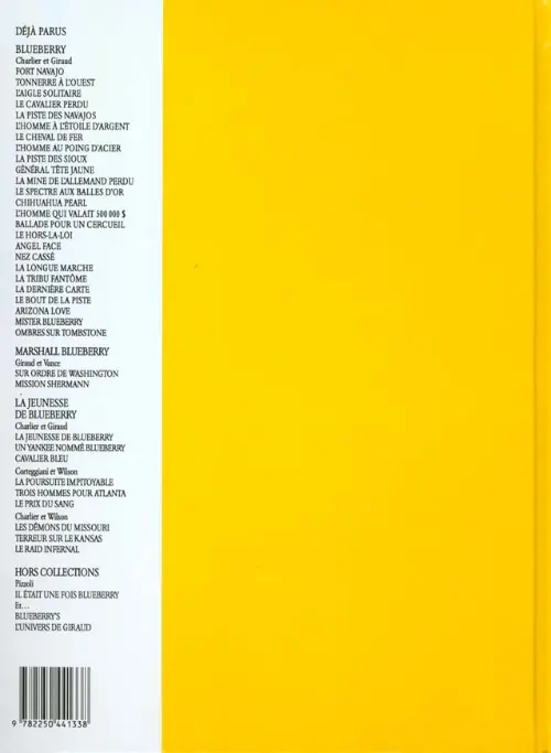 Verso de l'album La Jeunesse de Blueberry Tome 2 Un yankee nommé Blueberry
