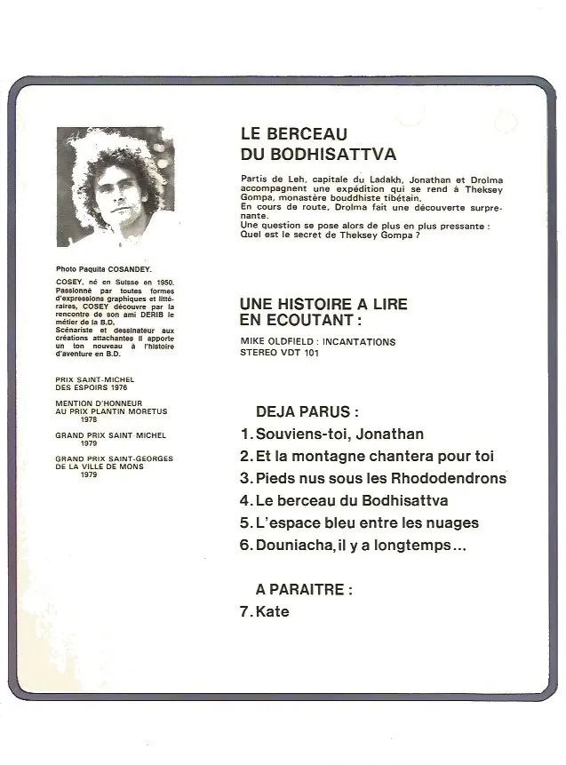 Verso de l'album Jonathan Tome 4 Le berceau du Bodhisattva