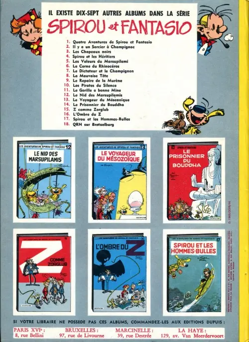 Verso de l'album Spirou et Fantasio Tome 5 Les voleurs du Marsupilami