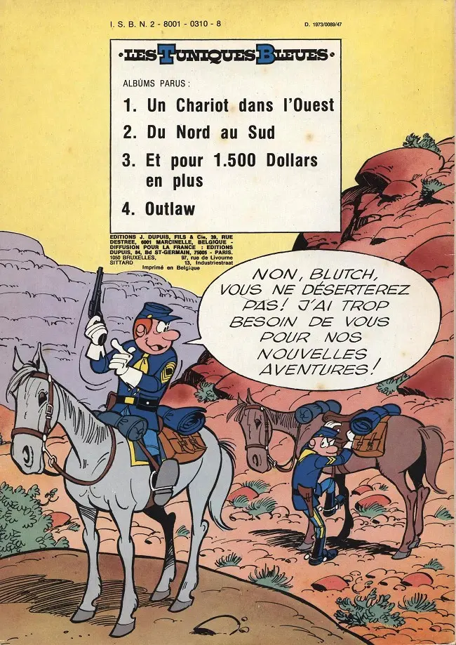 Verso de l'album Les Tuniques Bleues Tome 3 Et pour quinze cents dollars en plus