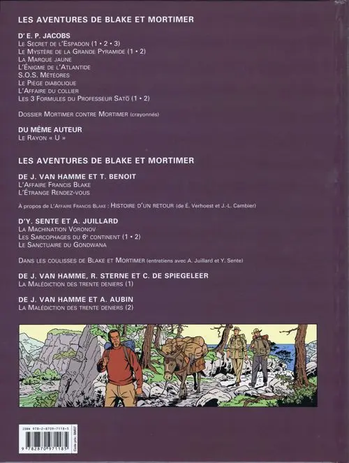 Verso de l'album Blake et Mortimer Tome 20 La Malédiction des trente deniers - Tome 2
