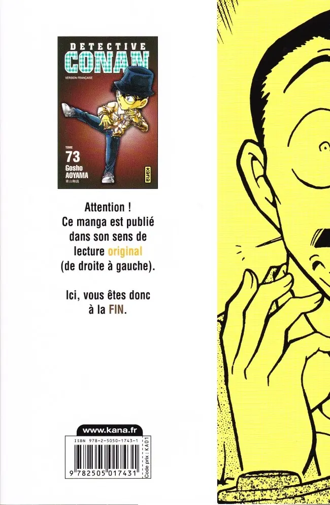 Verso de l'album Détective Conan Tome 73