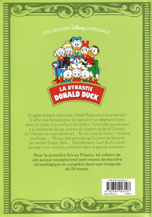 Verso de l'album La Dynastie Donald Duck Tome 15 Un safari à un milliard de dollars et autres histoires (1964 - 1965)