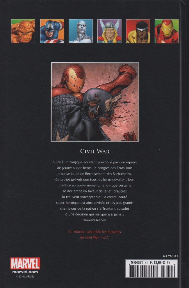 Verso de l'album Marvel Comics - La collection de référence Tome 41 Civil War