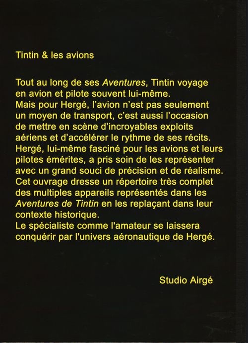 Verso de l'album Tintin Tintin & les avions