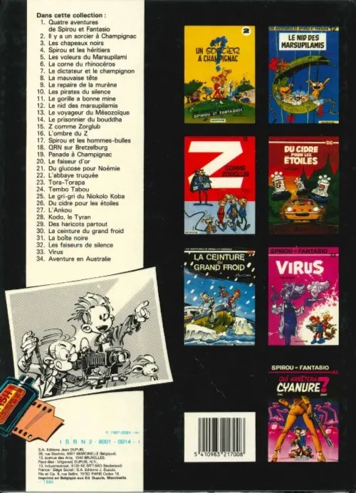 Verso de l'album Spirou et Fantasio Tome 12 Le nid des Marsupilamis