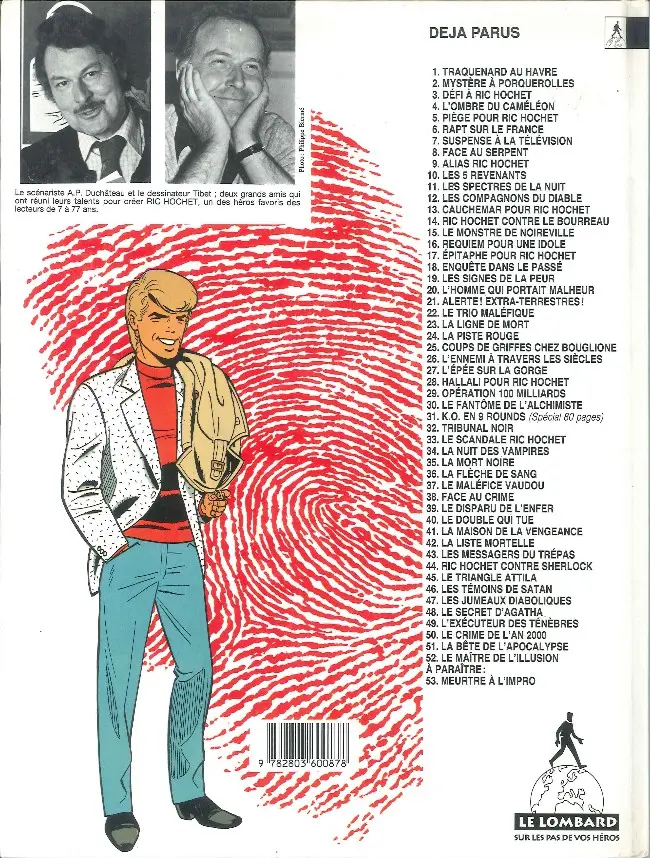 Verso de l'album Ric Hochet Tome 16 Requiem pour une idole