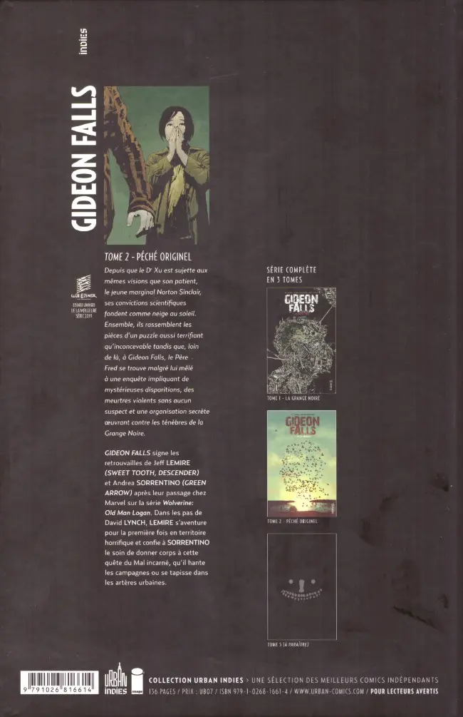 Verso de l'album Gideon Falls Volume 2 Péché originel