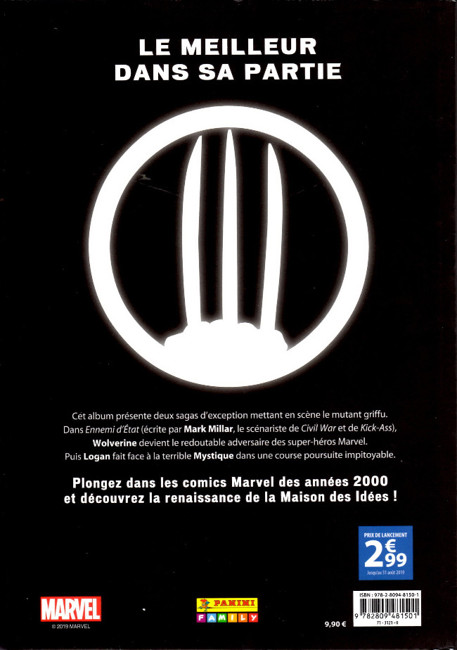 Verso de l'album Marvel Les Années 2000 - La Renaissance 9 Wolverine