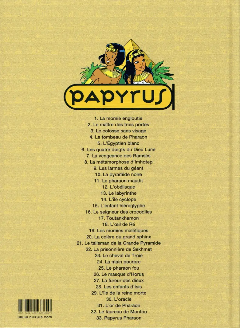Verso de l'album Papyrus Tome 29 L'île de la reine morte