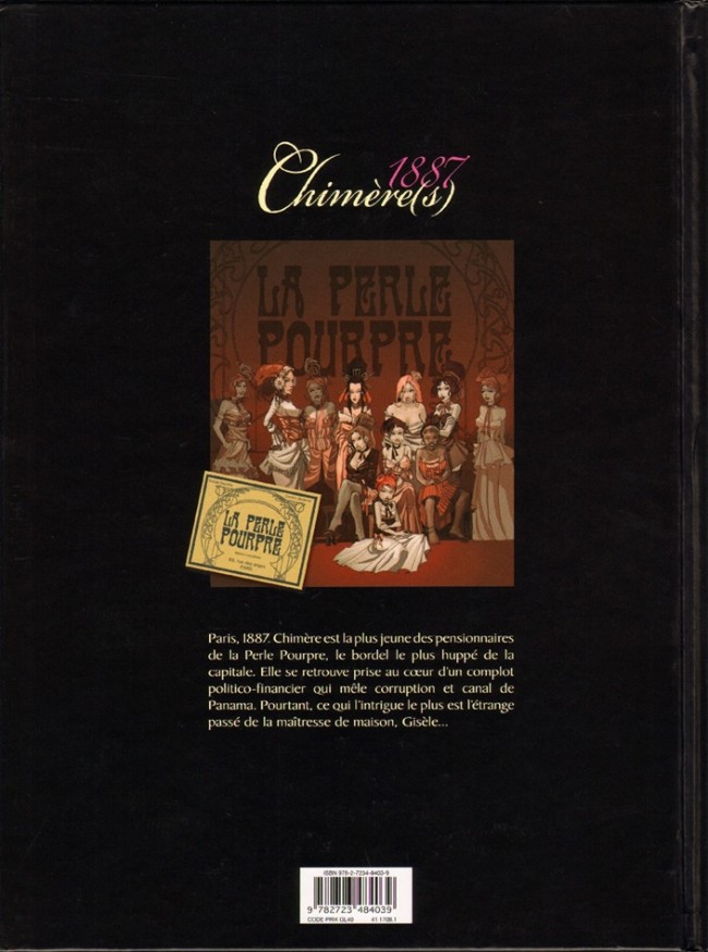 Verso de l'album Chimère(s) 1887 Tome 2 Dentelles écarlates