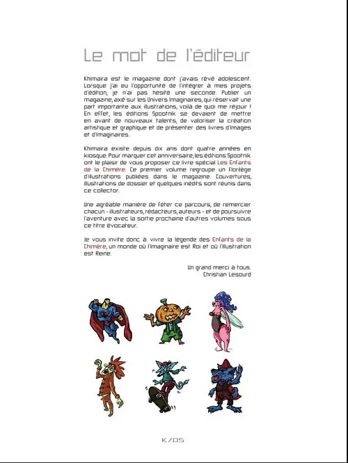 Verso de l'album Art Book Khimaira Les enfants de la chimère