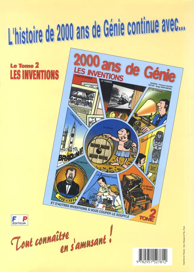 Verso de l'album 2000 ans de Génie 1 Les inventeurs