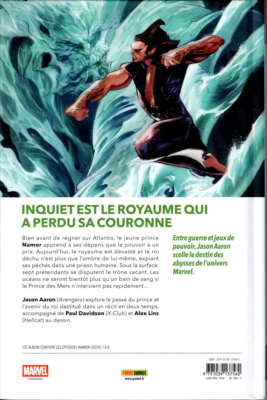 Verso de l'album Namor - Le dernier roi d'Atlantis