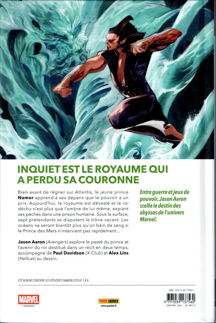 Verso de l'album Namor - Le dernier roi d'Atlantis
