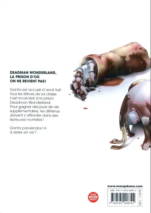 Verso de l'album Deadman Wonderland Tome 3