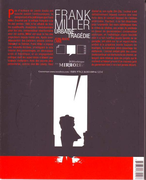 Verso de l'album La Bibliothèque des miroirs - BD Tome 6 Frank Miller - Urbaine tragédie
