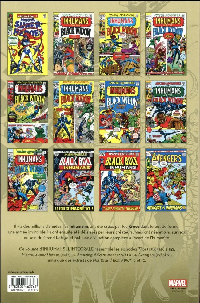 Verso de l'album Inhumans Tome 1 1967-1972