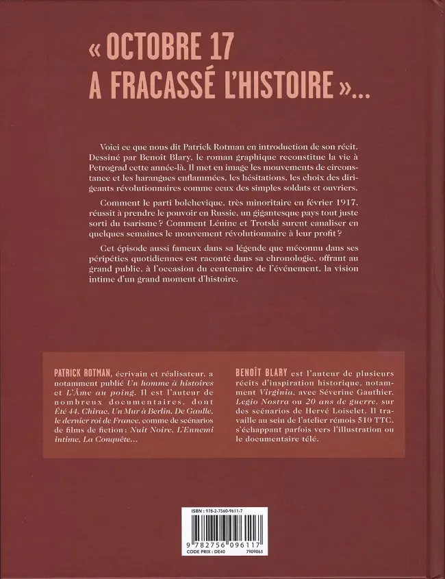 Verso de l'album Octobre 17