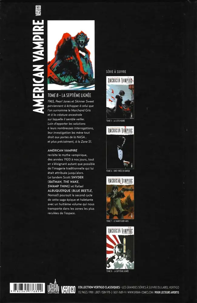 Verso de l'album American Vampire Tome 8 La Septième Lignée