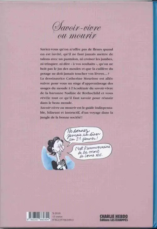 Verso de l'album Savoir-vivre ou mourir Comment devenir une femme du monde en 24h