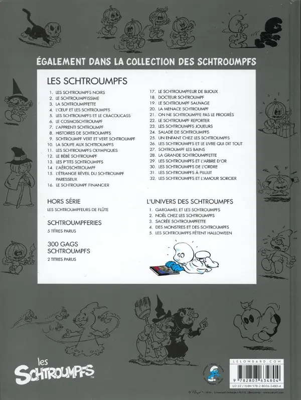 Verso de l'album L'univers des Schtroumpfs Tome 5 Les Schtroumpfs fêtent Halloween