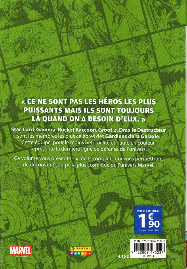 Verso de l'album Super Heroes Collection Tome 7 Les gardiens de la galaxie