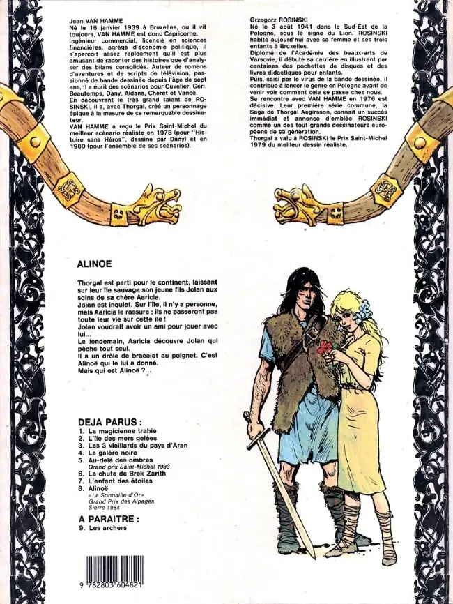 Verso de l'album Thorgal Tome 8 Alinoë