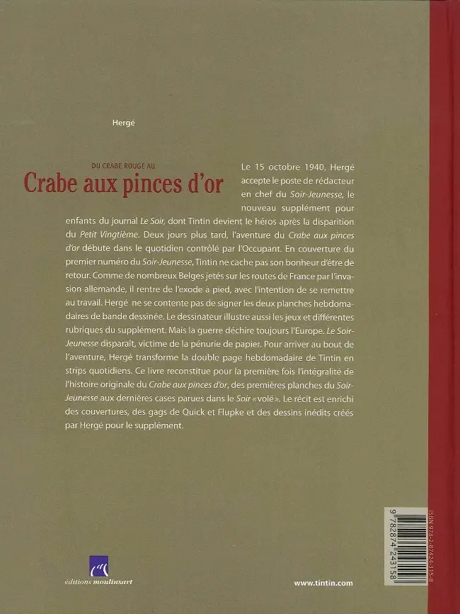 Verso de l'album Du crabe rouge au Crabe aux pinces d'or