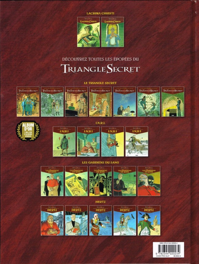 Verso de l'album Le Triangle secret - Lacrima Christi Tome III Le sceau de vérité