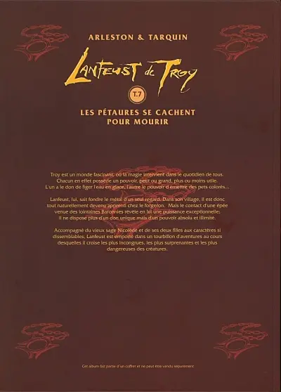Verso de l'album Lanfeust de Troy Tome 7 Les pétaures se cachent pour mourir