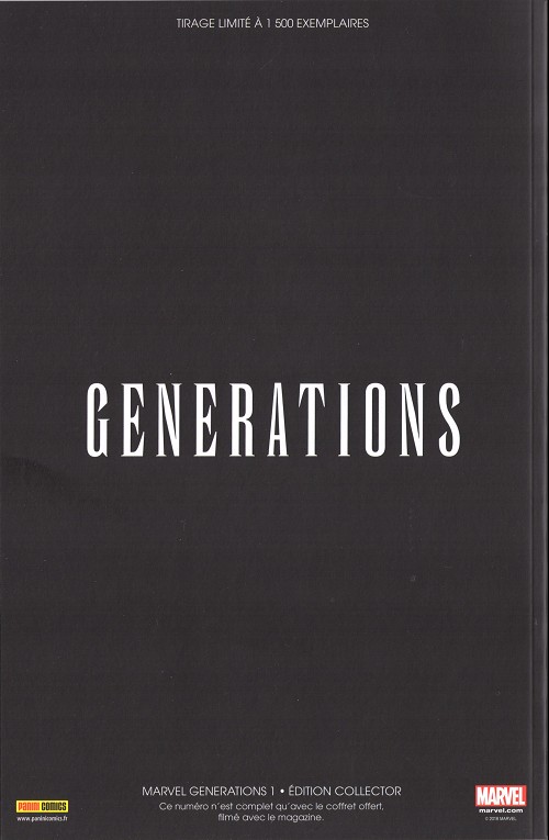 Verso de l'album Marvel Generations 1/4