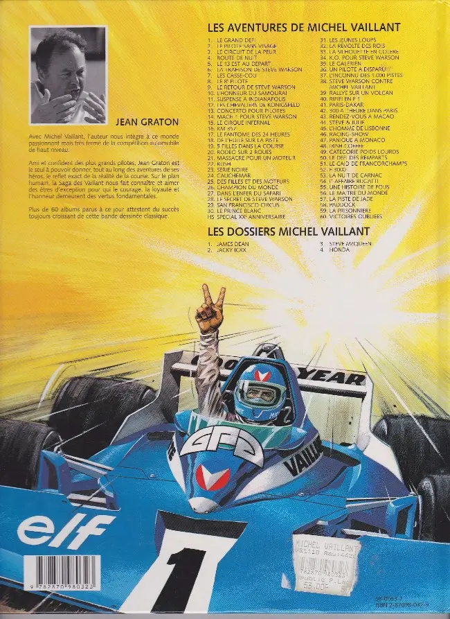 Verso de l'album Michel Vaillant Tome 9 Le retour de Steve Warson