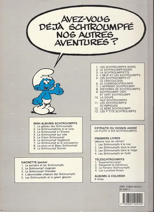 Verso de l'album Les Schtroumpfs Tome 10 La soupe aux Schtroumpfs