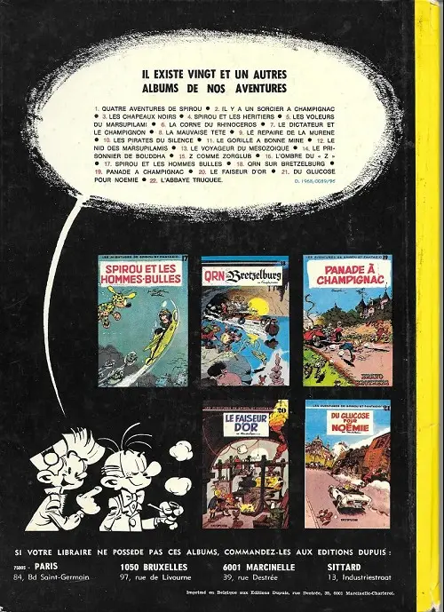 Verso de l'album Spirou et Fantasio Tome 5 Les voleurs du Marsupilami