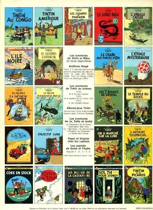 Verso de l'album Tintin Tome 6 L'oreille cassée